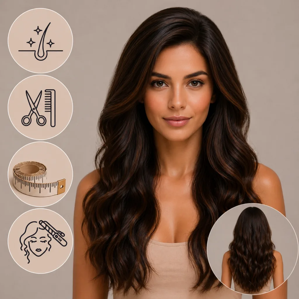 peluca de pelo natural con aspecto real, y adaptación personalizada